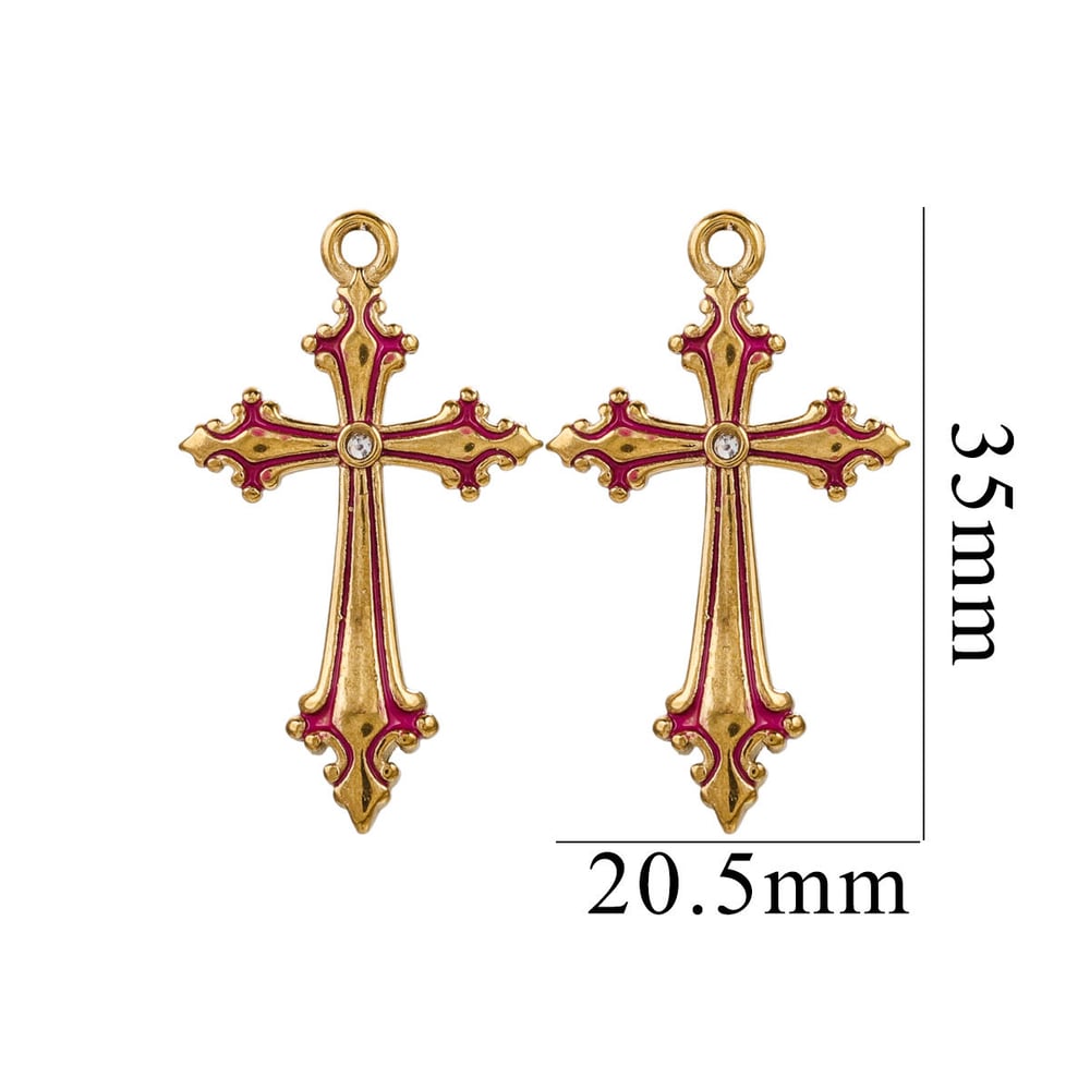 1 pair classic series retro cross  gold plated women pendants